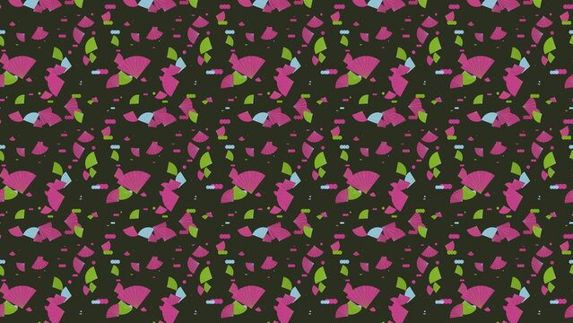 Patr&oacute;n ornamental asi&aacute;tico de abanico vectorial arco&iacute;ris sin costuras