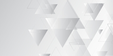 Fototapeta premium Abstract elegant triangle. White silver grey geometric universal background. modern design background with geometric shape. abstract graphic design banner pattern background template. Vector .