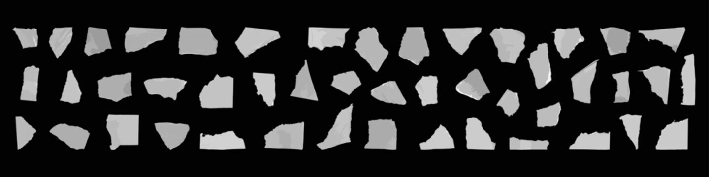 Set of ripped paper pieces with torn edges isolated