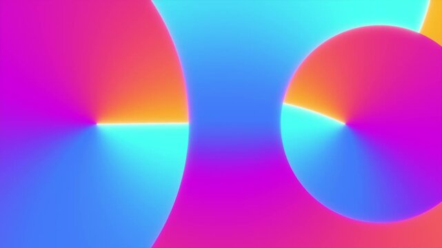 Geometric gradient circles animate across a bright colorful composition. Modern abstract looped background for branding, motion graphics, and digital campaigns.