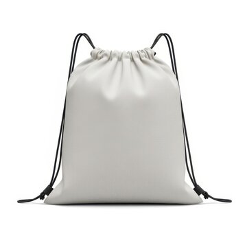Minimalist gray drawstring tote bag with black straps