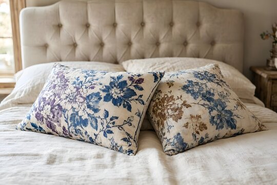 pillows on a bed