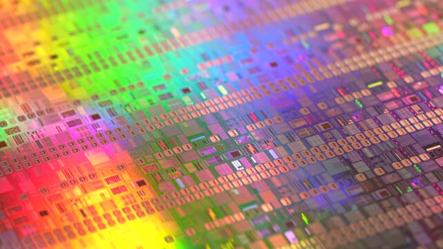 Silicon wafer for manufacturing semiconductor of integrated circuit.Electronic circuit designs have been built onto the wafers using micromaching including photolithography