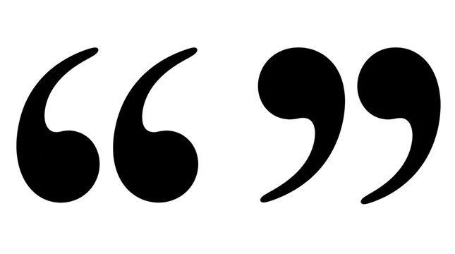 Stylized black quotation marks on isolated on transparent background
