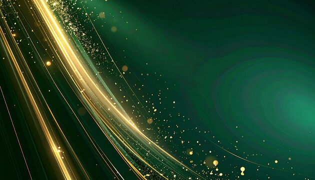Luxury dark green background with flowing golden light streaks 4