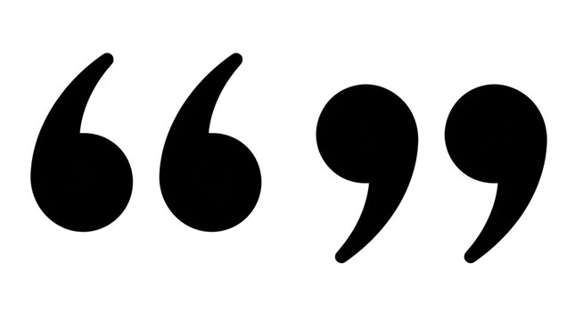 White quotation marks on black isolated on transparent background