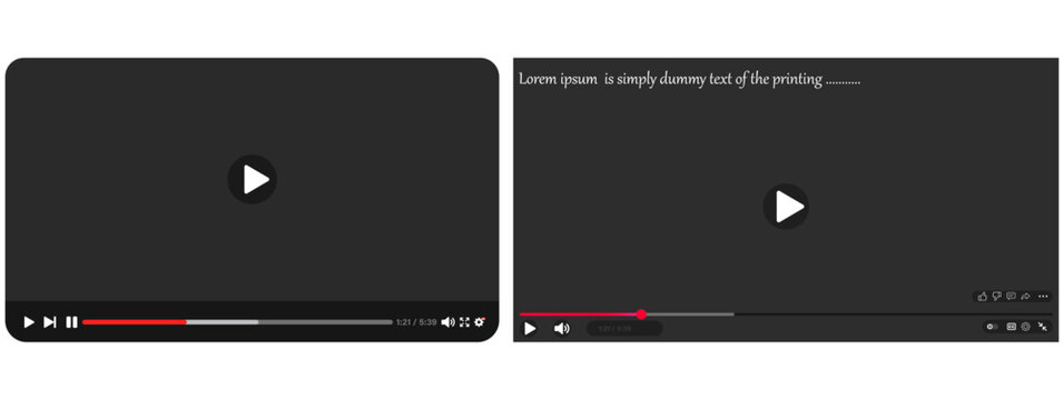 Minimalist digital player interface design elements with player media controls UI elements play button pause button progress bar digital streaming web interface app design icon set