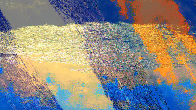 Abstract blue and orange brush stroke textured background