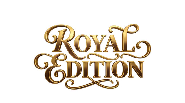 Royal edition golden metallic text lettering with written elegant on transparent background