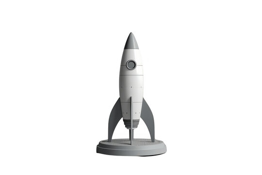 Retro Silver Rocket Model Standing Upright