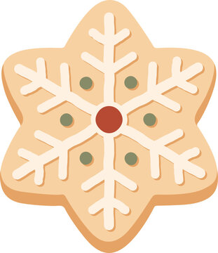 Snowflake Christmas sugar cookie with white icing piping bakery clipart