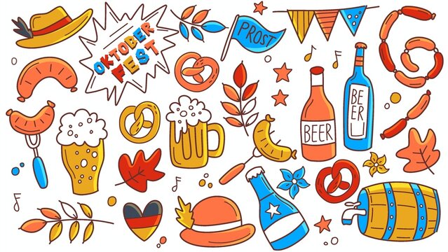 seamless pattern with oktoberfest icon elements 