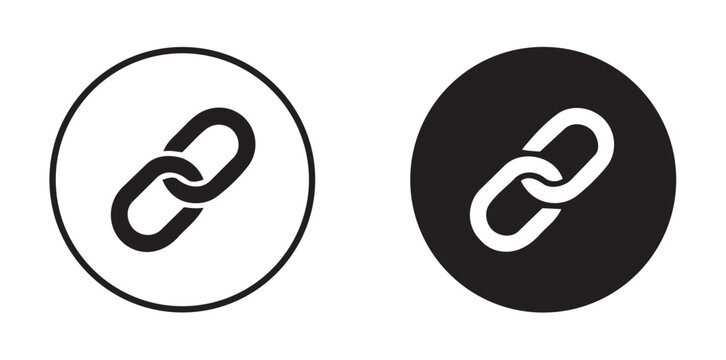 Interlocking link chain icons presented as simple black and white vector graphic design flat symbols