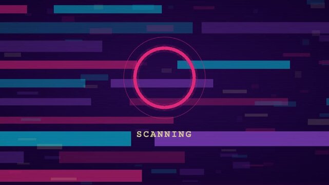 Purple and pink neon crt scanline sweep animation, glitch motion background