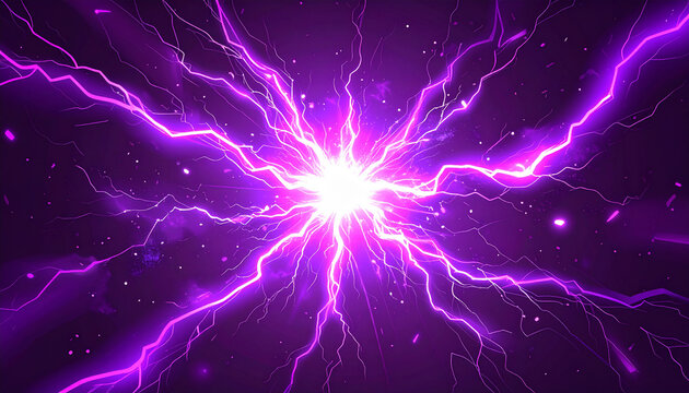 紫色の電気エネルギーが一点に集まるチャージエフェクト
Purple electric energy charge effect converging to a central point