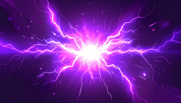 紫色の電気エネルギーが一点に集まるチャージエフェクト
Purple electric energy charge effect converging to a central point