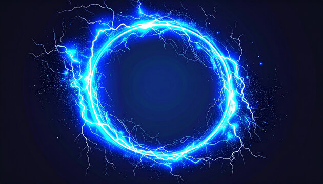 青白い電撃リングのゲーム用エネルギーエフェクト
Blue electric energy ring game visual effect