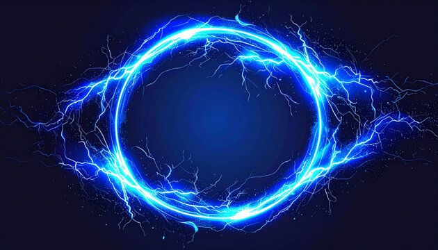 青白い電撃リングのゲーム用エネルギーエフェクト
Blue electric energy ring game visual effect