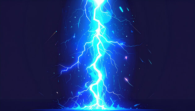 青白い稲妻が走るゲーム用雷エフェクト
Blue lightning bolt game visual effect
