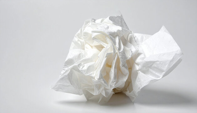 丸められた使用済みティッシュペーパーのクローズアップ背景
Close-up of crumpled used tissue papers on a clean background