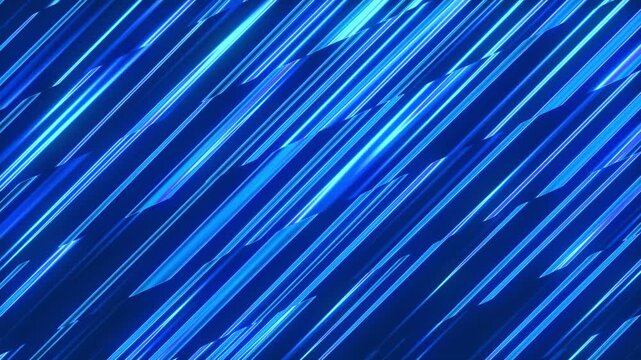 Abstract blue speed diagonal rays background. Glowing cyan fast light beams motion texture. Futuristic tech anime action line pattern.