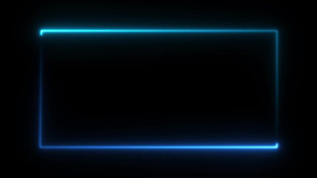Animation of glowing neon rectangles abstract background. abstract glowing blue neon rectangle border frame. Motion graphics of tow ton rectangle picture frame on 4k video.