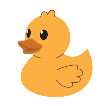 cute rubber duck; bath time, childhood, playfulness and fun concept - vector illustration