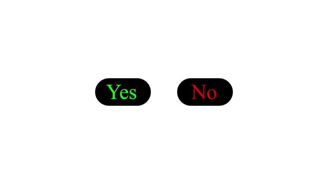 Animated yes and no buttons option selection.4k video