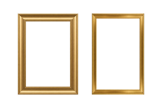 Classic Gold Picture Frames Pair for Photos Posters Certificates and Elegant Display isolated transparent background