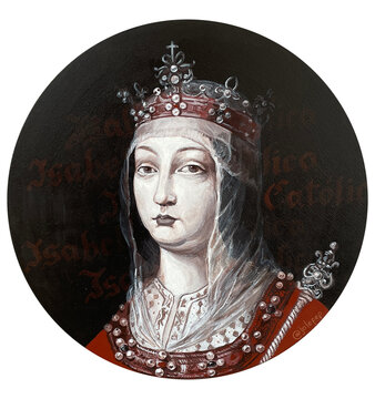 ISABEL LA CATOLICA pintura en acr&iacute;lico sobre lienzo