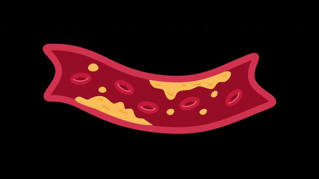 artery with cholesterol blocked in blood vessel illustration