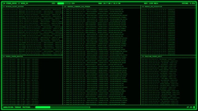 Cyber Deck Network Command Log Terminal Animation.