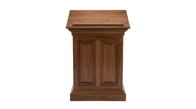 Podium classic elegant dark wood empty, isolated on transparent background