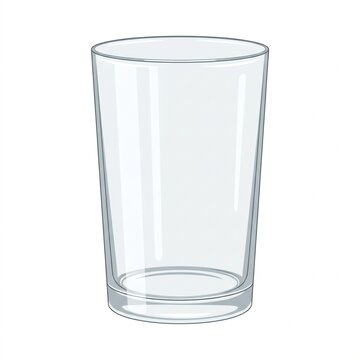 Empty Clear Glass Tumbler Illustration Isolated on White Background