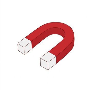 Red horseshoe magnet icon isolated on white background symbol of attraction and physics
