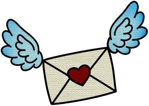 Cute love letter envelope with wings and heart for Pepero Day
