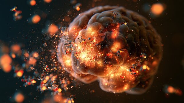 The artwork shows an abstract brain with bright activity in key areas, representing cognitive enhancement through nootropic molecules.