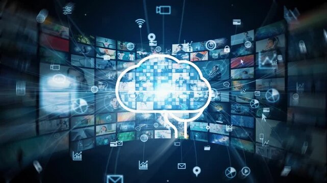 Brain Shape from Multiple Video Screens Network Concept