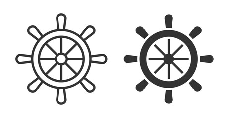 Rudder Icon Set. Designed In Outline And Solid Glyph Versions © Ponisih