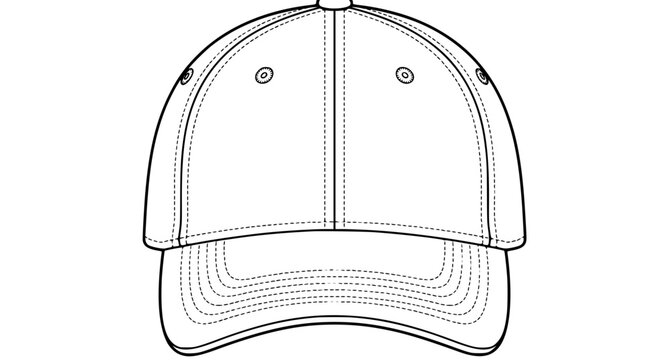 Front View Baseball Cap Technical Sketch