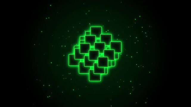 Neon Cybernetic Magic Cube Matrix Seamless Loop