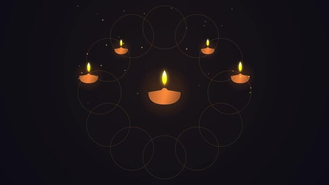 Glowing Diya Lamps Flickering For Diwali Festival Celebration