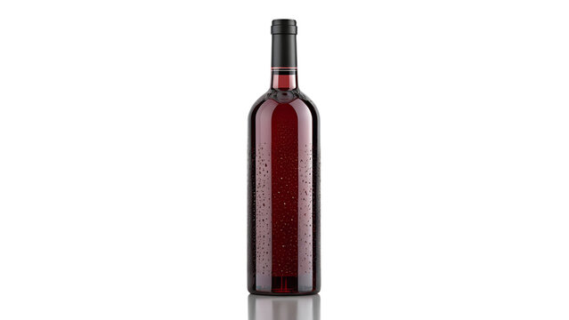 Dark Glass Red Wine Bottle Mockup Isolated on White Background   