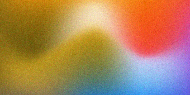 Abstract grainy gradient background with soft transitions of yellow, orange, red, and blue colors