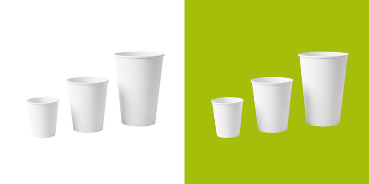 Assorted paper cups size comparison background transparent png