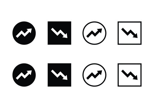 Arrow icon set displaying financial growth and decline trends