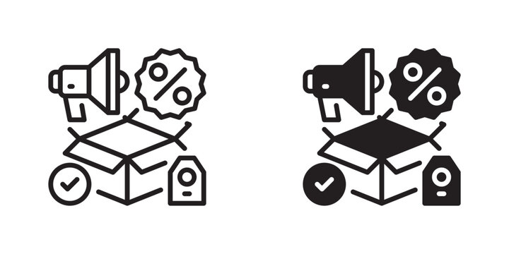 Product Promotion Line Icon, Outline Symbol for Product Advertising, Customer Awareness, Sales Growth, Brand Exposure, and Market Outreach. Vector Sign Icon.