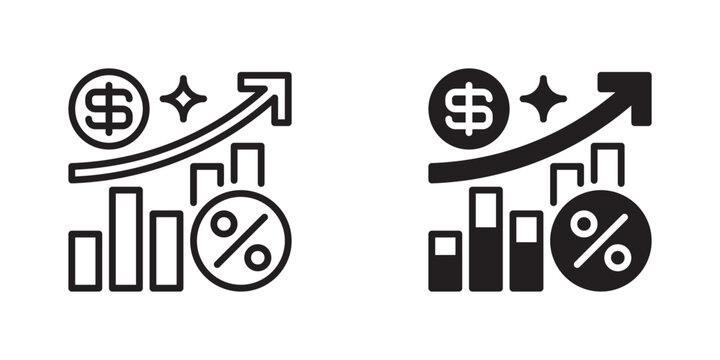 Return on Investment Line Icon, Outline Symbol for Marketing Profitability, Campaign Performance, Revenue Growth, Financial Analysis, and Investment Measurement. Vector Sign Icon.