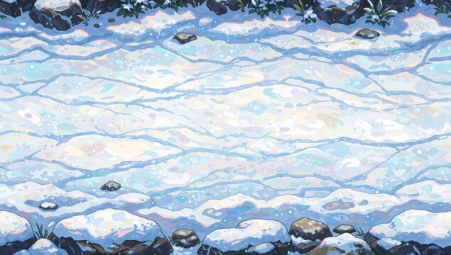 Illustration snowy landscape ground covered thick layer snow patches blue white visible scattered areas appear