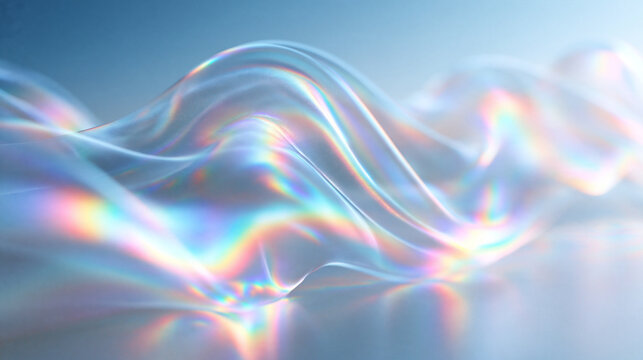 Abstract Holographic Flowing Waves with Iridescent Prism Light